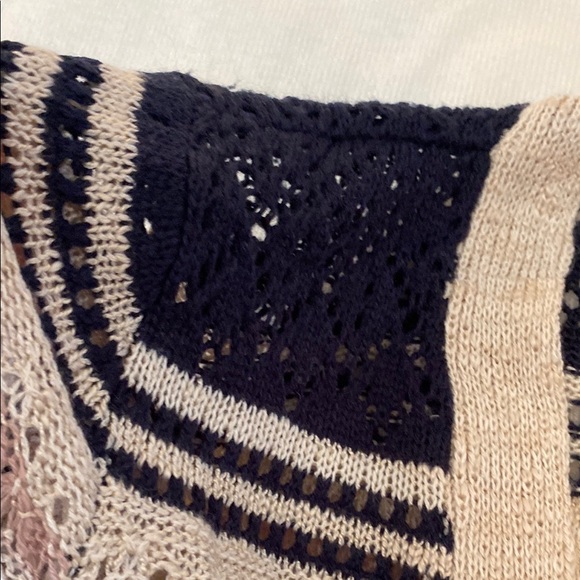 New Directions Cozy Blue and Cream Cardigan - Picture 9 of 13